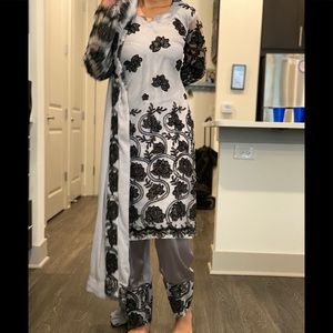 Silver and Black Shalwar Kurta